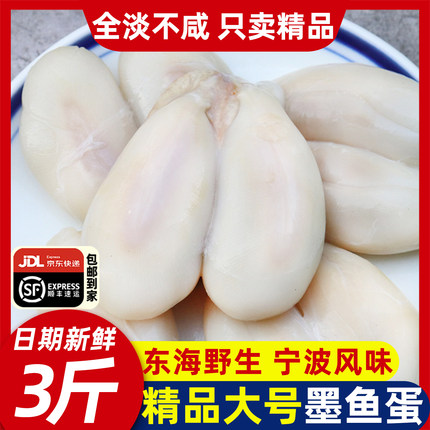 新鲜大墨鱼蛋乌贼蛋宁波特产全淡无盐乌鱼蛋海鲜带膏大白蛋目鱼蛋