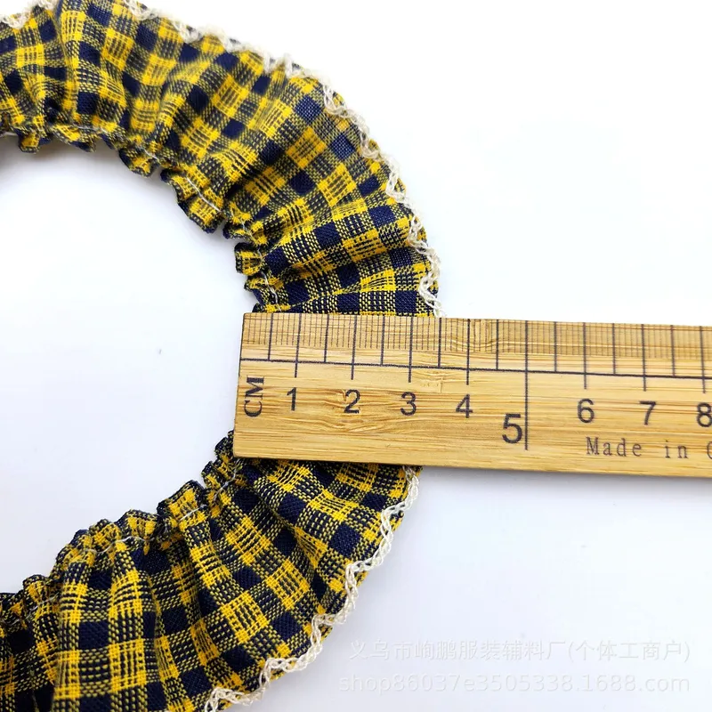 DIY手工辅料复古英伦3.5cm格子缩褶木耳花边蕾丝服装裙边发圈头饰