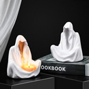 欧式 幽灵巫师蜡烛台纯白色树脂摆件万圣节鬼节派对气氛装 饰品摆设