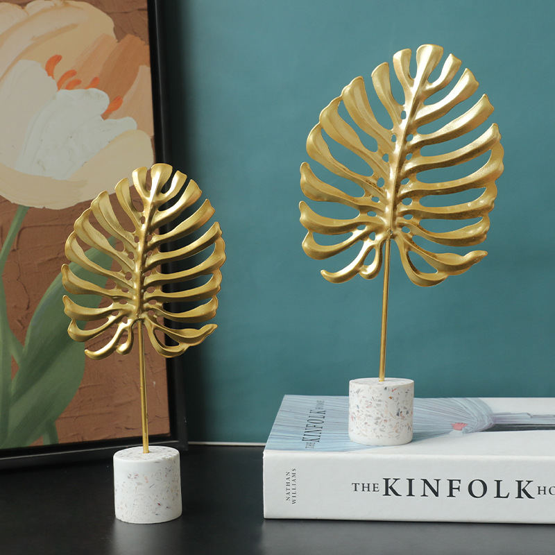 北欧风创意金属龟背竹摆件家居装饰品电视柜卧室桌面工艺品小摆设