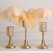 婚礼道具 浪漫 桌子羽毛装 饰品 采购产品轻型豪华铁烛台装