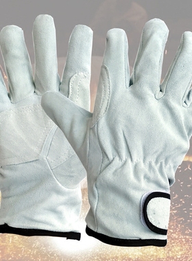 十副包邮YN短款带扣羊皮手套防护手套司机电焊焊工手套灰蓝色