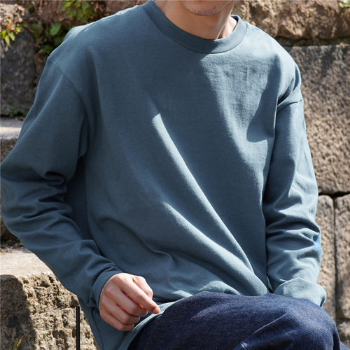 日系重磅260克春秋季纯棉长袖T恤