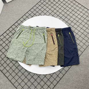 小武出品欧美线薄绒阳离子速干夏季休闲裤男拉链口袋宽松运动短裤