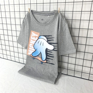 亏本清仓NO退NO换手指卡通夏季圆领纯棉修身麻灰色短袖T恤男装