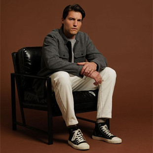 小武出品欧美线秋冬季翻领毛呢外套男单排扣多口袋休闲修身夹克潮