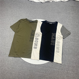 小武出品原始冲浪系列鲨鱼夏季纯棉短袖T恤男刺绣拼色休闲宽松潮