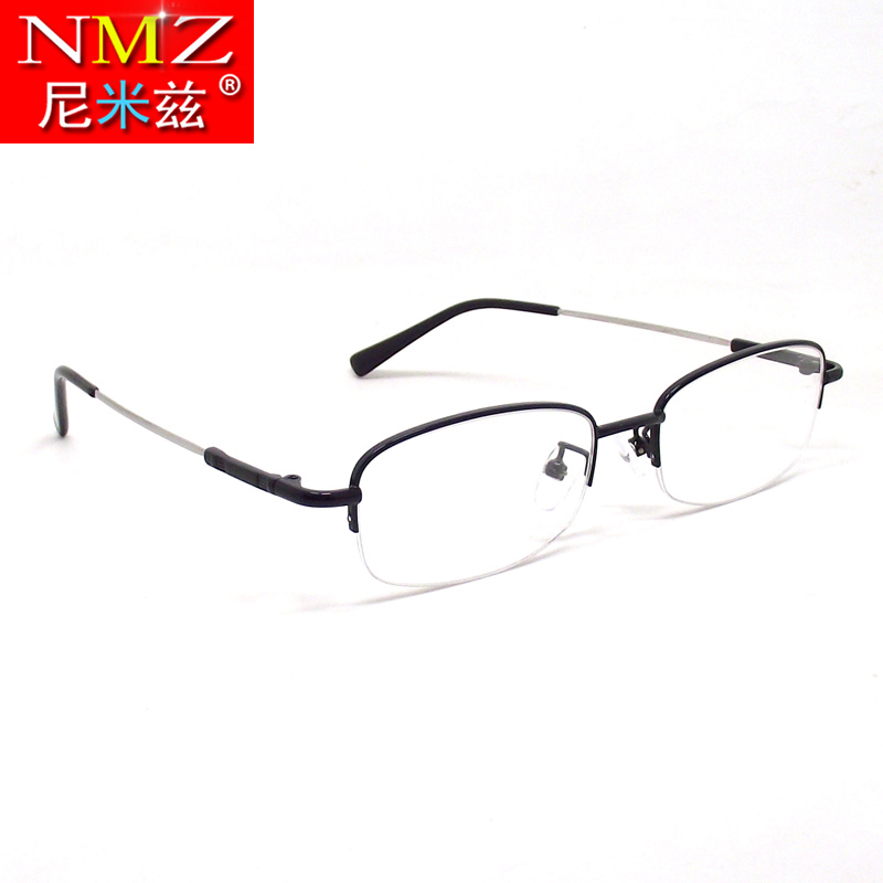半框记忆镜架近视眼镜框 金属合金超弹眼镜框 男士宽脸大小款配镜