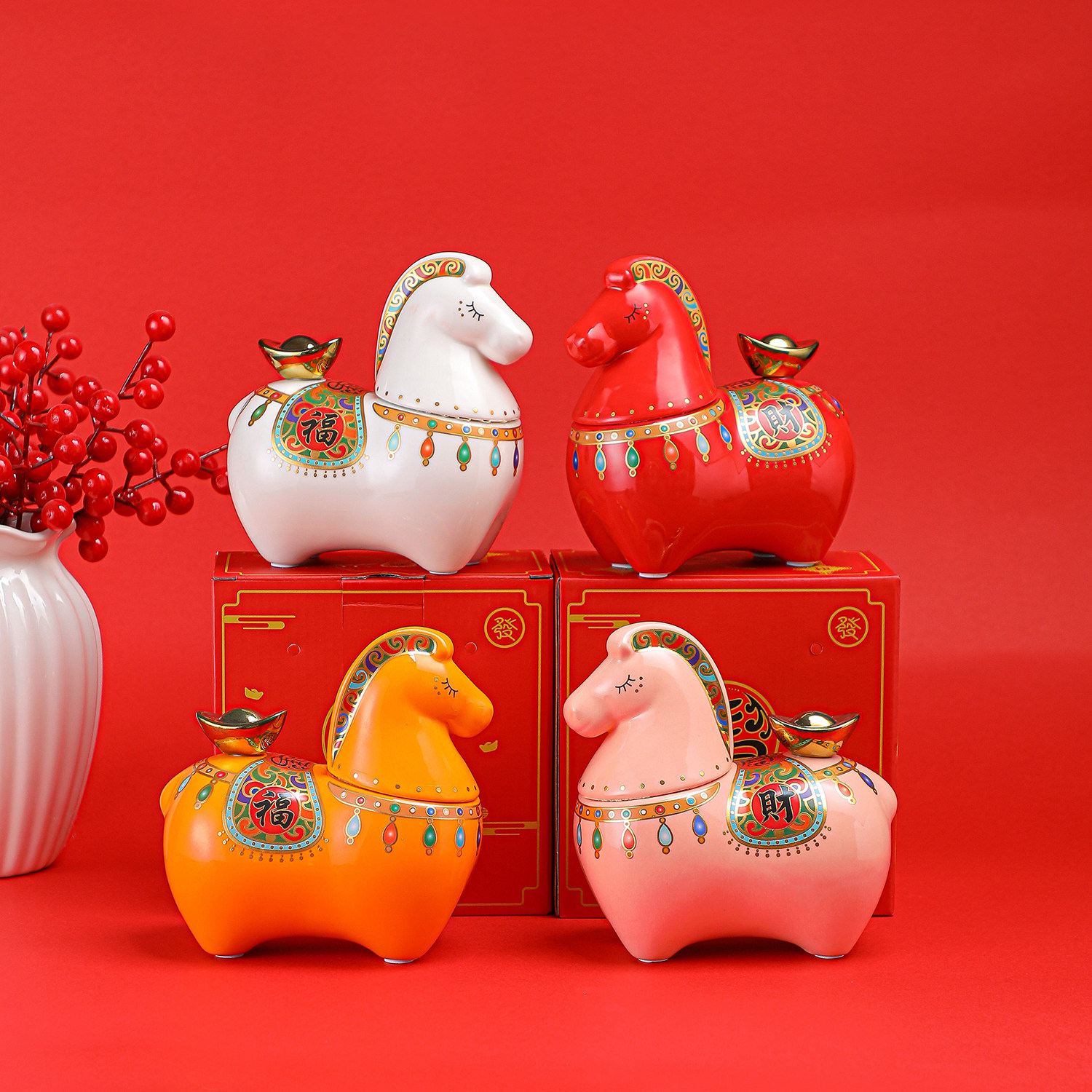 马到成功茶叶密封罐茶桌装饰摆件公司年会年会礼品送客户定制礼物,家居饰品,装饰摆件,淘宝优惠券,粉丝福利购,淘宝优惠卷