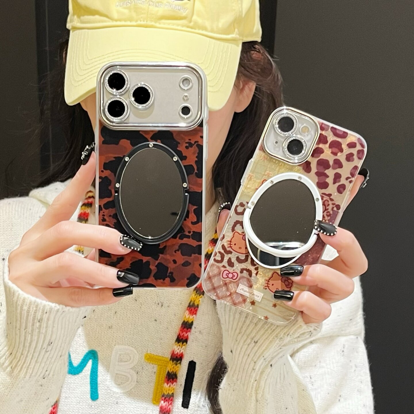 复古琥珀玛瑙锡纸纹适用iphone16/17promax镜子手机壳豹纹拼接kt猫13/14苹果15/16pro全包镜头膜保护壳冰川软