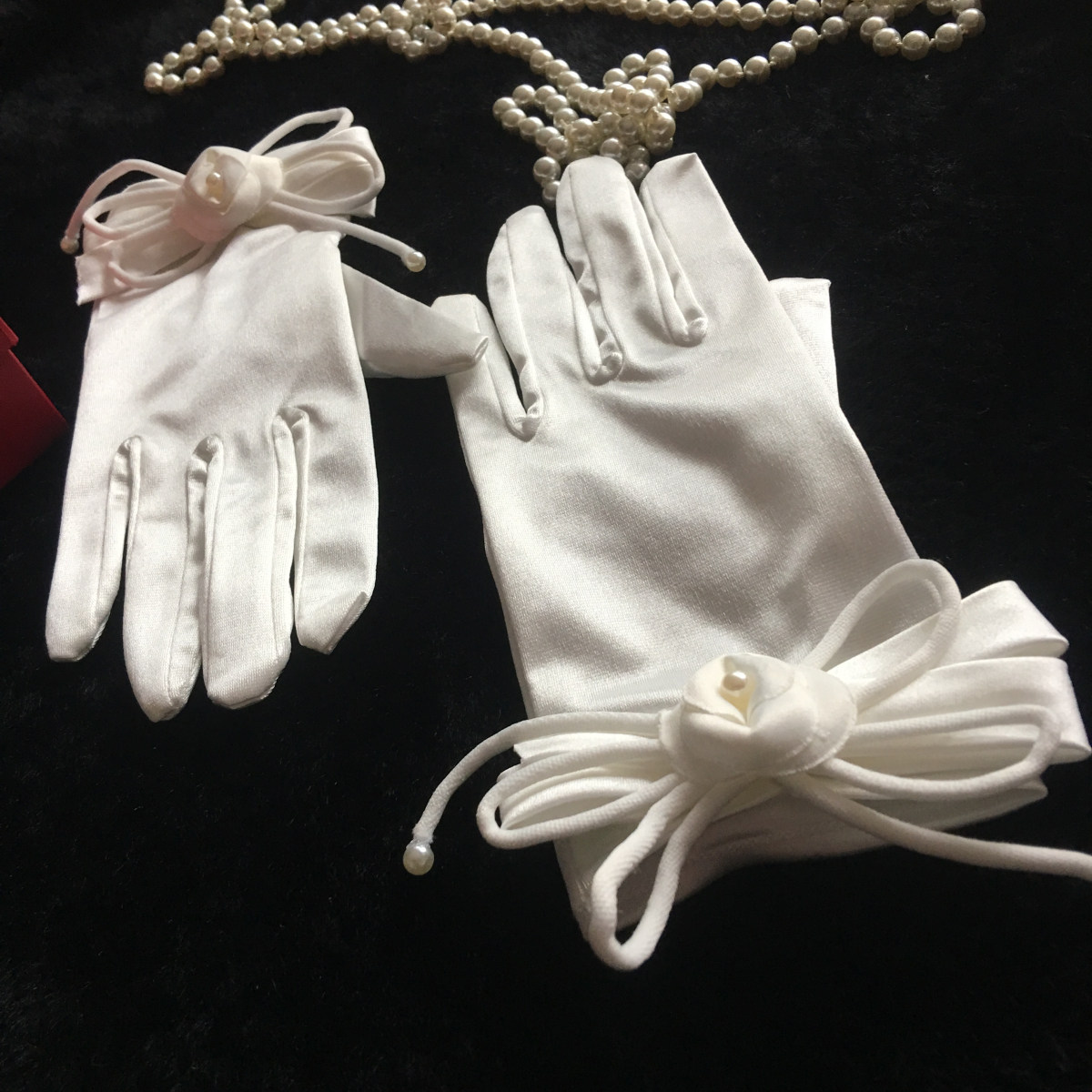 원래 프랑스 입체 꽃 새틴 신부 웨딩 드레스 장갑 활 웨딩 액세서리 여행 스튜디오 사진