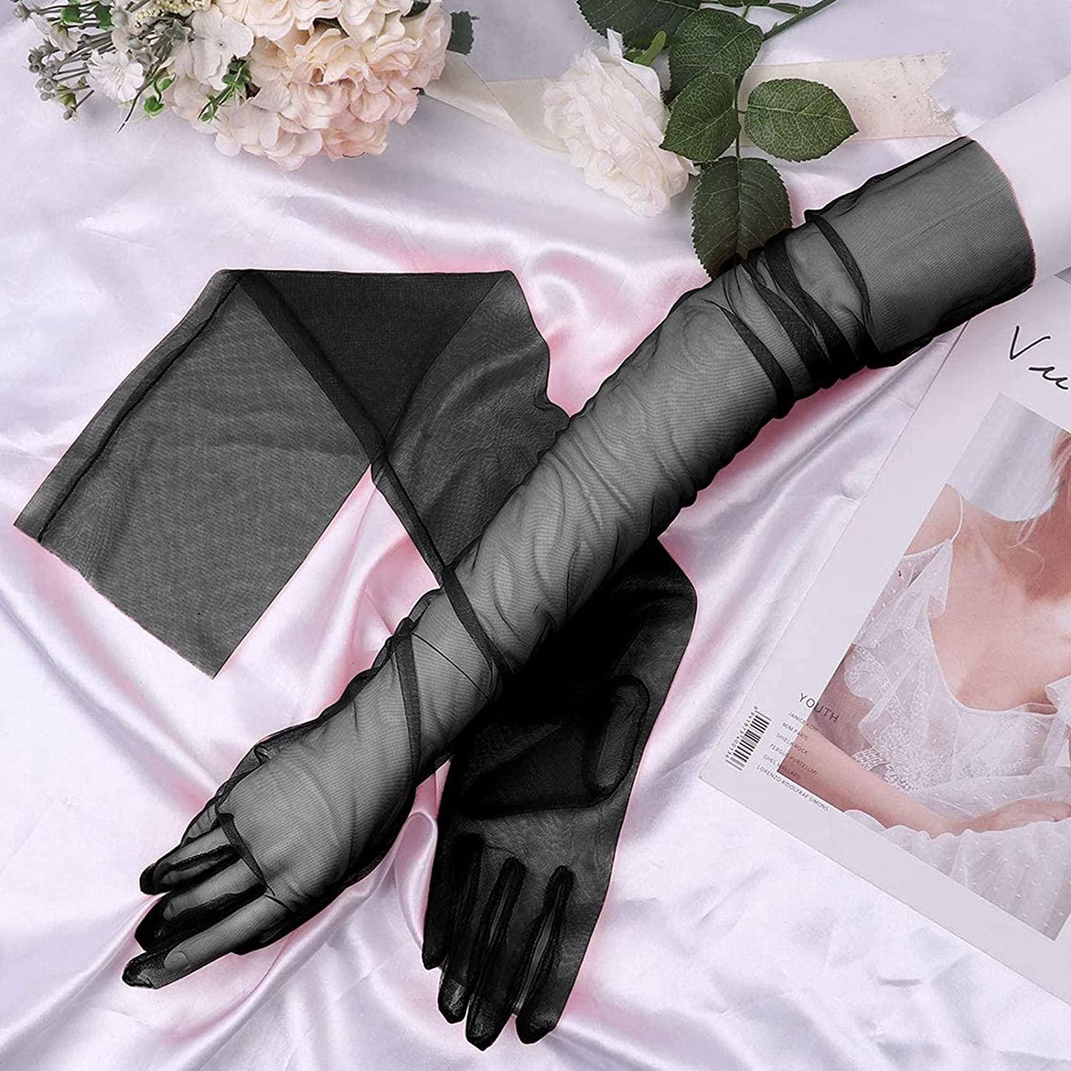 단색 투명 패션 여성 신부 웨딩 드레스 CATWALK 70 CM 긴 DIY 얇은 명주 그물 보라색 흰색 검정색 의식 장갑