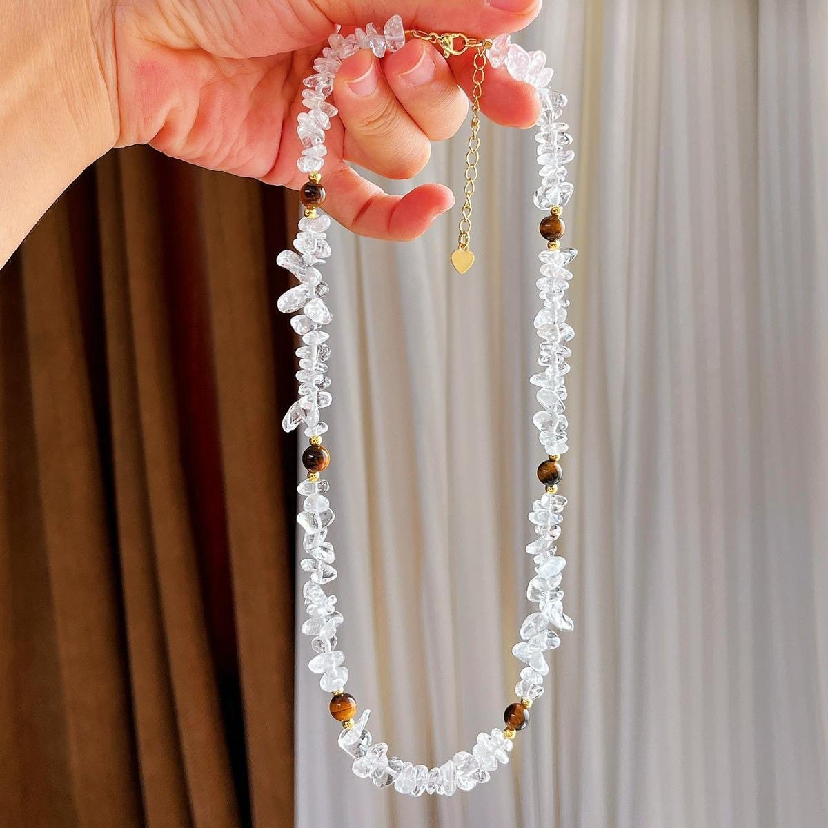 平安吉物纯天然白水晶碎碎冰碎石散碎天然虎眼石锁骨链项链颈链,饰品/流行首饰/时尚饰品新,手链,淘宝优惠券,粉丝福利购,淘宝优惠卷