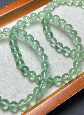 天然水晶绿萤石手链绿艳荧光干净通透晶体 萤石单圈手串厂家批发