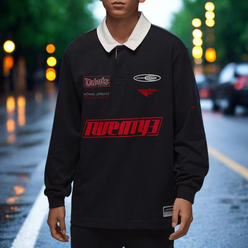 耐克/NIKE 正品新款男长袖翻领POLO衫宽松印花运动上衣HF9324-010