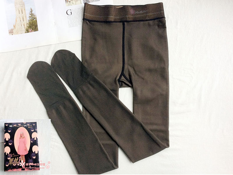 顺心假透肉保暖薄绒连裤袜