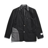 2026秋季新款日系原创牛仔拼接西服外套黑GX12-P145，男装西服，电商B277(原6028)