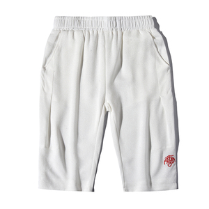 2021夏季新款男装中国风宽松七分裤休闲裤刺绣小脚裤白底 K50-P45图片
