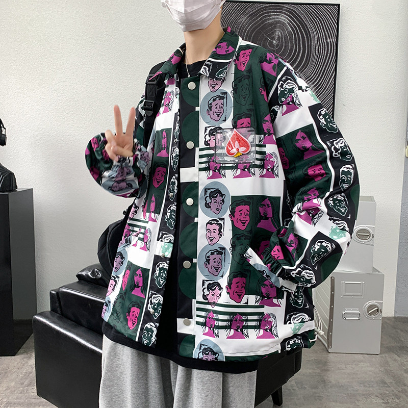 2026秋季新款港风原创衬衣夹克波普风大皂风衬衫外套紫GC07-P65,男装夹克,电商B277(原6028)