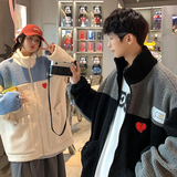 2026冬季新款情侣港风原创爱心羊羔毛外穿潮外套GJ21P95，女装短外套，电商B277(原6028)