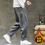 2026冬季新款风小脚加厚解构宽松休闲裤萝卜裤灰K108-P55，男装休闲裤，电商B277(原6028)