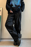 2025春夏新款港风特殊褶皱vibe长裤拼接休闲工装裤黑色GK90-P50，男装工装外套，电商B277(原6028)