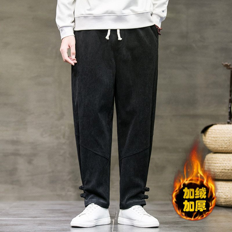 2026冬季新款风加绒加厚解构盘扣小脚宽松休闲裤棕K106-P60,男装卫衣,电商B277(原6028)