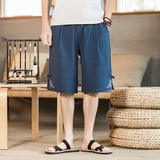 2021夏季新款男装中国风宽松短裤休闲裤刺绣中裤灰色DK19-P40，男装休闲裤，电商B277(原6028)