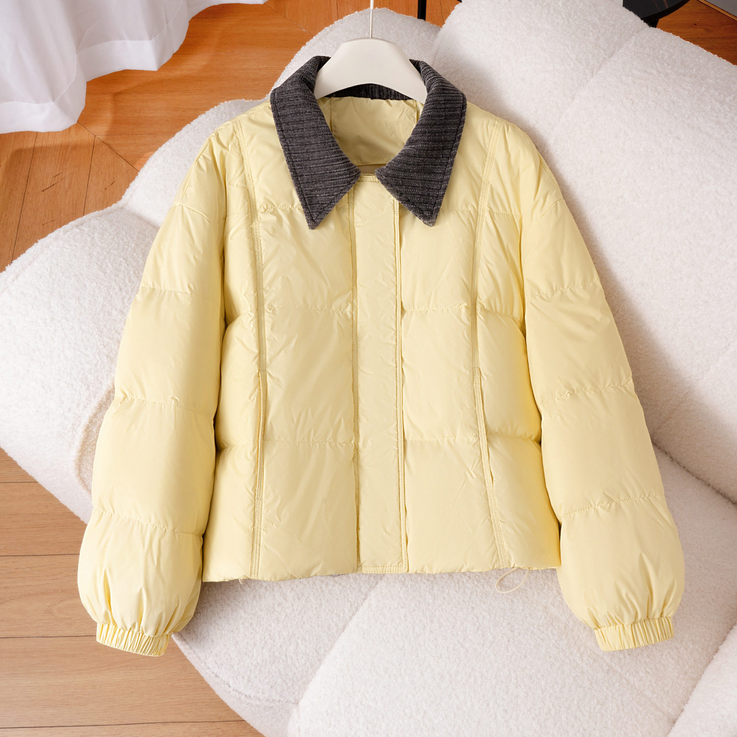 韩系撞色翻领短款羽绒服女2025冬季新款白鸭绒加厚保暖小个子外套