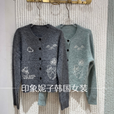 欧洲站2026冬季圆领扣子毛衣开衫