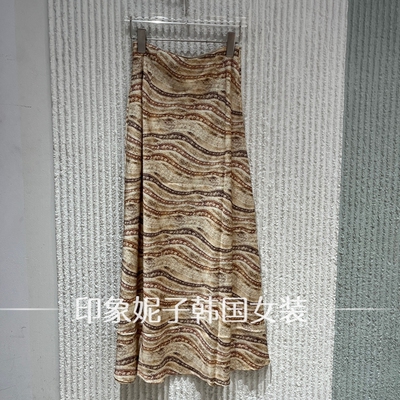 欧洲站夏季高腰条纹中长半身裙