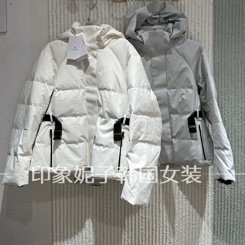 欧洲站2025冬季新款时尚连帽短款系带收腰白鸭绒羽绒服外套女3238