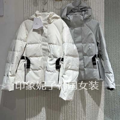 欧洲站2025冬季新款时尚连帽短款系带收腰白鸭绒羽绒服外套女3238