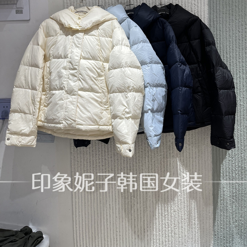 欧洲站2025冬季新款 时尚连帽短款纯色羽绒服女白鸭绒外套833298