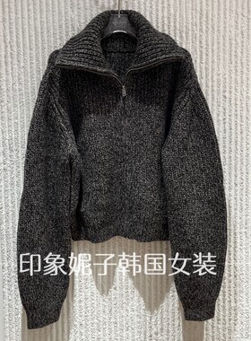 欧洲站秋冬半拉链高领毛衣女