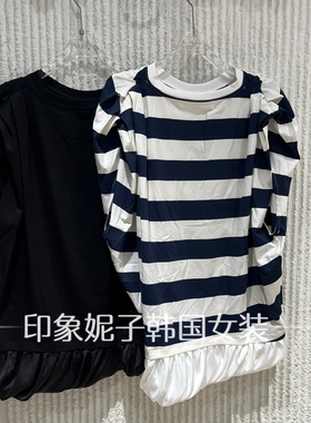现货欧洲站2026夏新款女装T恤条纹休闲040511