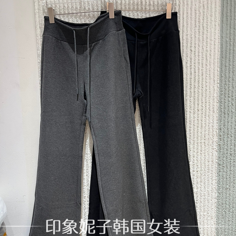 欧洲站2025冬季新款PH23抽绳高腰显瘦微喇叭长裤女休闲裤59511