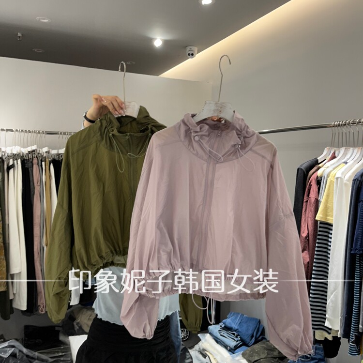 欧洲站时尚立领拉链长袖防晒衣女轻薄减龄休闲短外套