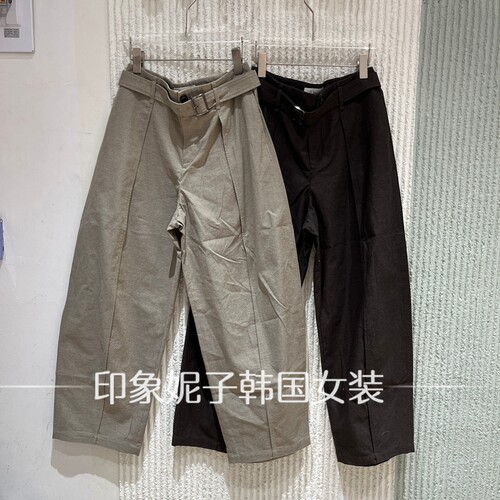欧洲站2026秋季新款高腰直筒休闲裤女显瘦百搭长裤腰带设计026