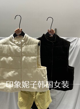 欧洲站秋冬立领简约马甲女