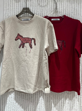 欧洲站2025冬季新款over简约休闲百搭圆领短袖卡通图案T恤女63716