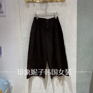 欧洲站 2026 秋季新款黑色高腰阔腿九分裤女宽松休闲褶皱裤3182