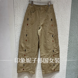 欧洲站2026春夏新款 复古立体剪裁宽松弯刀工装 裤 女直筒女3266 美式