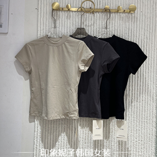 圆领纯色短袖 BOBO时尚 T恤女显瘦上衣3382 FIVE 欧洲站2025秋冬新款