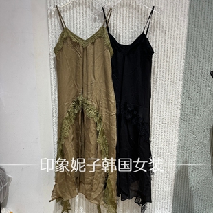 现货欧洲站设计师品牌蕾丝吊带连衣裙女百搭显瘦度假风2026夏691