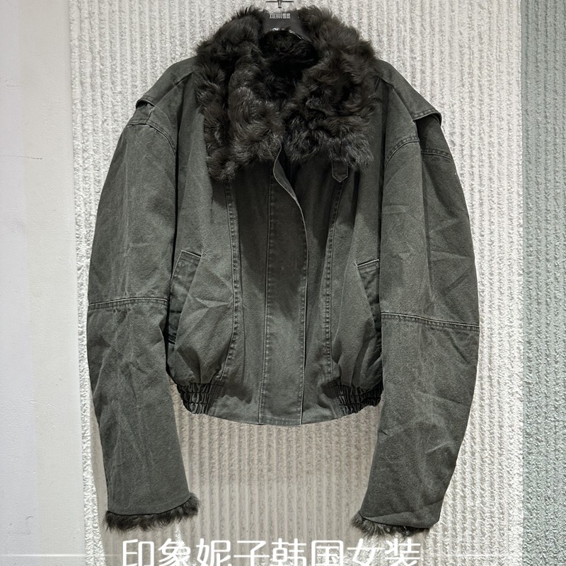 欧洲站2025冬季新款 ph23时尚个性毛领短款羊毛革保暖外套Y25S-37,女装/女士精品,短外套,淘宝优惠券,粉丝福利购,淘宝优惠卷