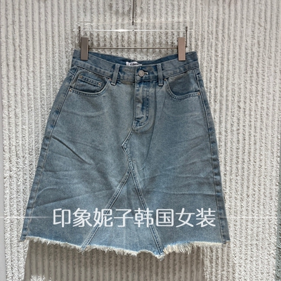 夏季高腰显瘦百搭A字牛仔半身裙