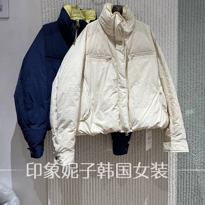 欧洲站2025冬季新款ph23时尚羽绒服女撞色立领短款白鹅绒外套6378