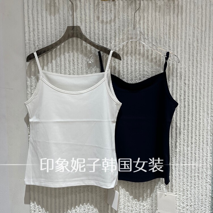 欧洲站2026秋季新款细吊带背心百搭打底内搭白T恤黑T恤基础款055