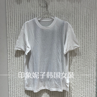 现货欧洲站2026夏新款白色圆领短袖T恤女宽松百搭显瘦上衣2826